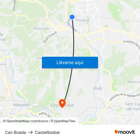 Can Boada to Castellbisbal map