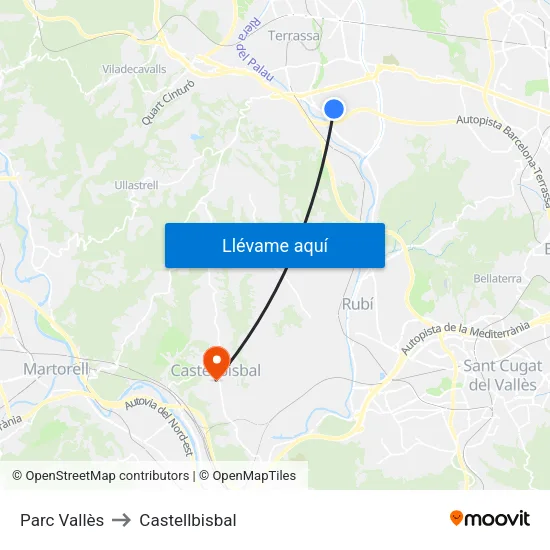 Parc Vallès to Castellbisbal map