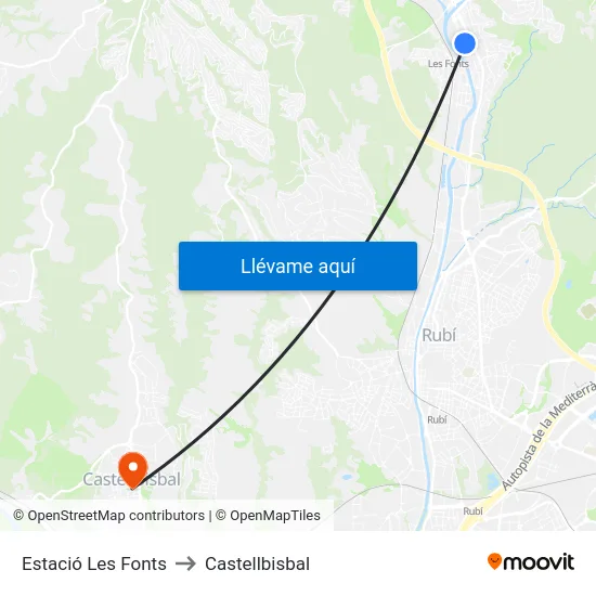 Estació Les Fonts to Castellbisbal map