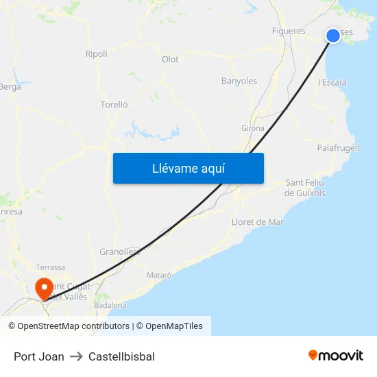 Port Joan to Castellbisbal map