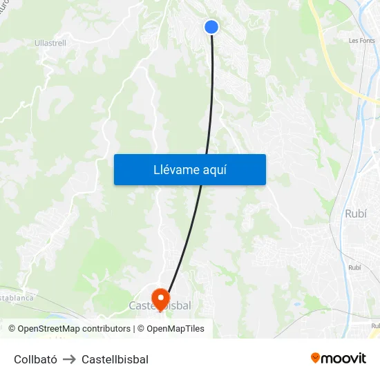 Collbató to Castellbisbal map