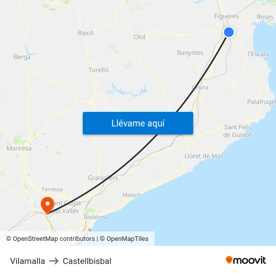 Vilamalla to Castellbisbal map