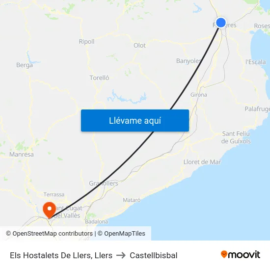 Els Hostalets De Llers, Llers to Castellbisbal map