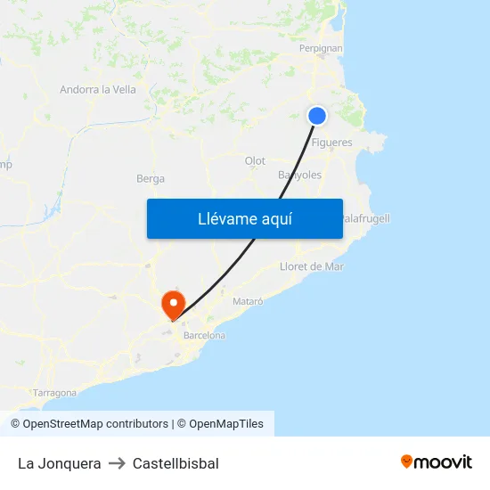 La Jonquera to Castellbisbal map