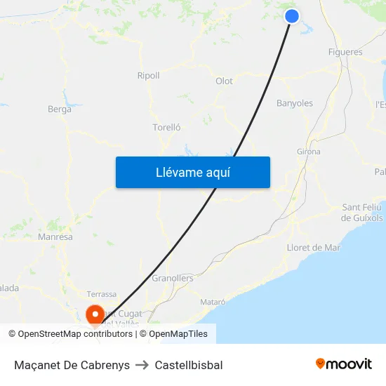 Maçanet De Cabrenys to Castellbisbal map