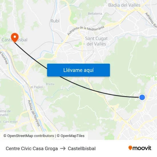 Centre Cívic Casa Groga to Castellbisbal map