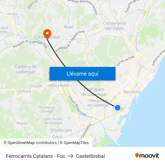 Ferrocarrils Catalans - Foc to Castellbisbal map