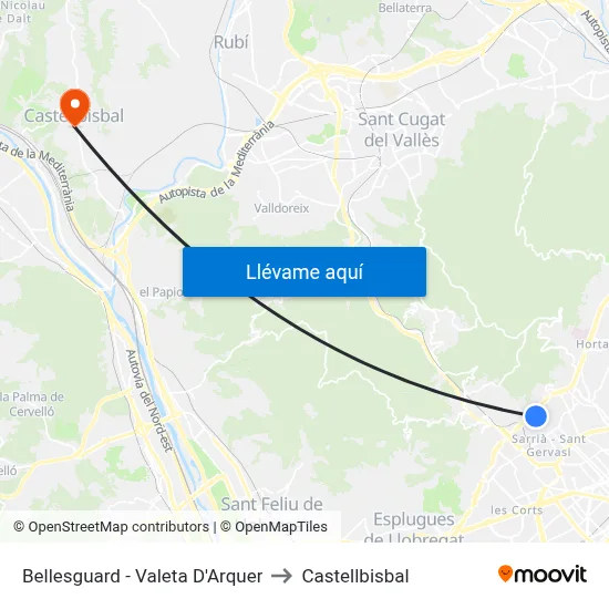Bellesguard - Valeta D'Arquer to Castellbisbal map