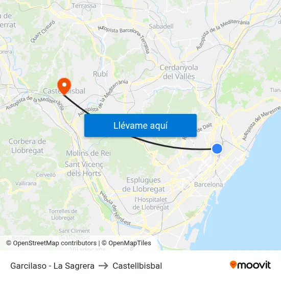 Garcilaso - La Sagrera to Castellbisbal map