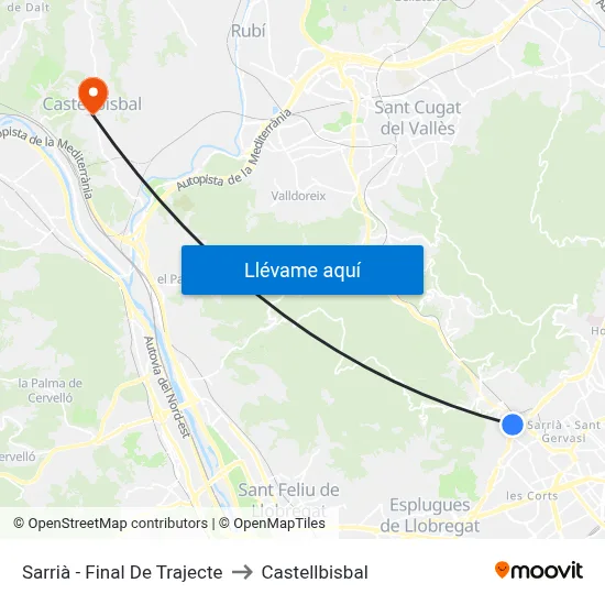 Sarrià - Final De Trajecte to Castellbisbal map