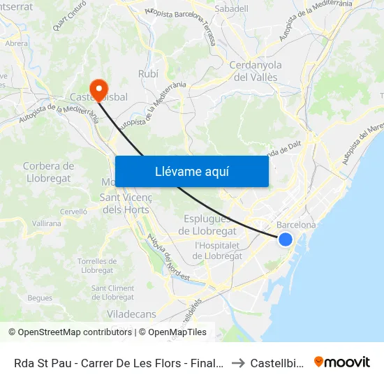 Rda St Pau - Carrer De Les Flors - Final Trajecte to Castellbisbal map