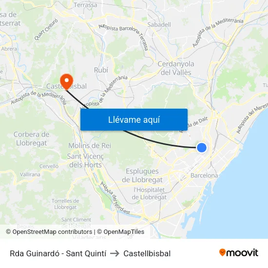 Guinardó / Hospital De Sant Pau to Castellbisbal map