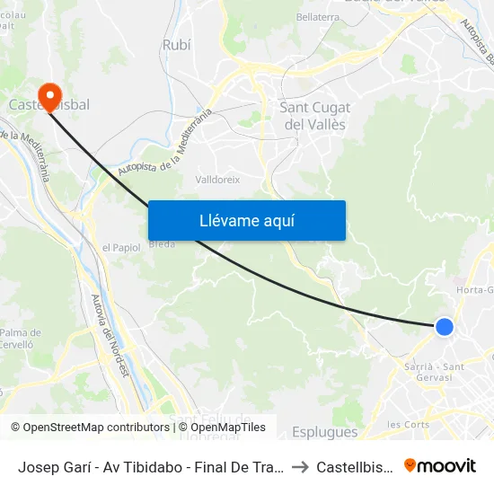 Josep Garí - Av Tibidabo - Final De Trajecte to Castellbisbal map