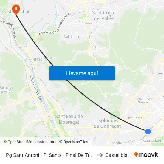 Pg Sant Antoni - Pl Sants - Final De Trajecte to Castellbisbal map