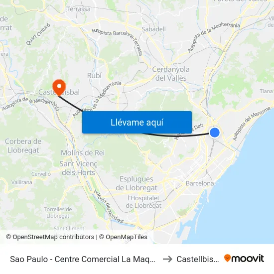 Sao Paulo - Centre Comercial La Maquinista to Castellbisbal map