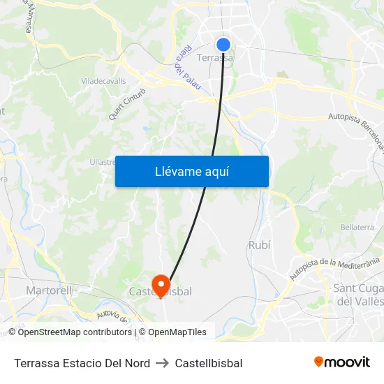 Terrassa Estacio Del Nord to Castellbisbal map