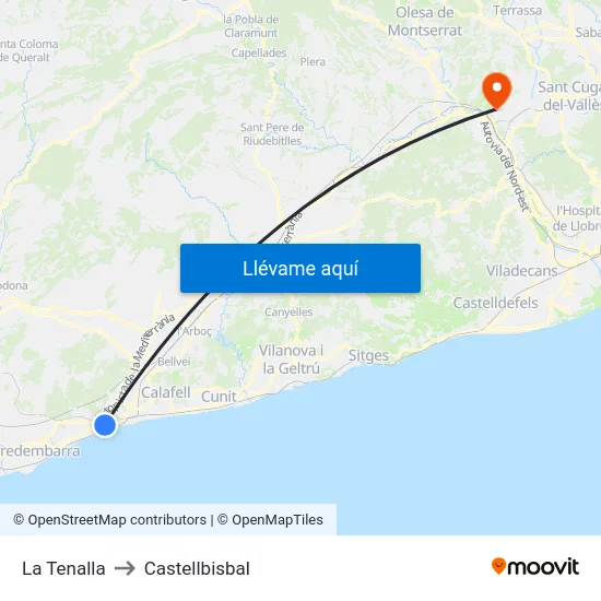 La Tenalla to Castellbisbal map