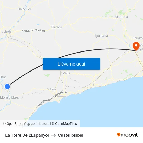 La Torre De L'Espanyol to Castellbisbal map