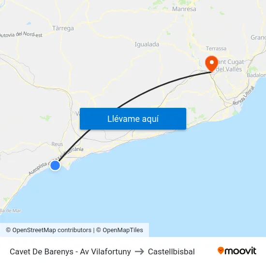 Cavet De Barenys - Av Vilafortuny to Castellbisbal map