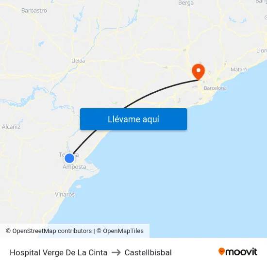 Hospital Verge De La Cinta to Castellbisbal map