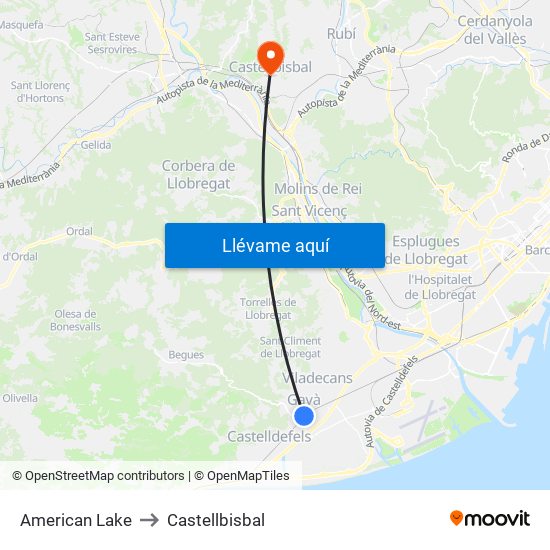 American Lake to Castellbisbal map