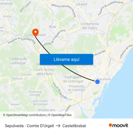 Sepúlveda - Comte D'Urgell to Castellbisbal map