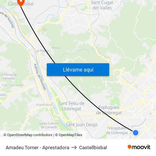 Amadeu Torner - Aprestadora to Castellbisbal map