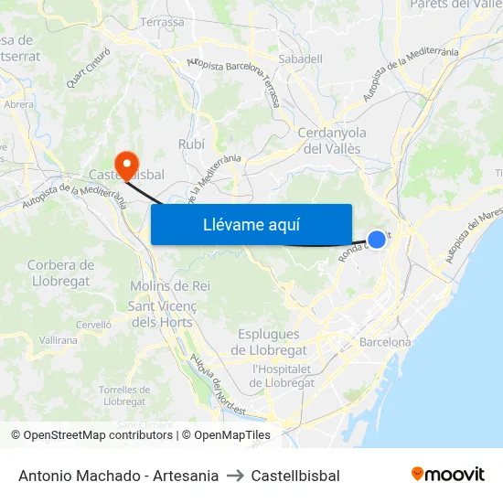 Antonio Machado - Artesania to Castellbisbal map