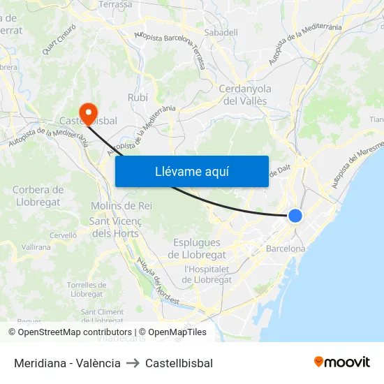 Meridiana - València to Castellbisbal map