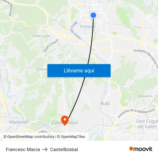 Francesc Macia to Castellbisbal map