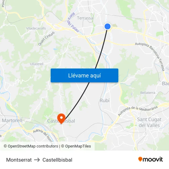 Montserrat to Castellbisbal map