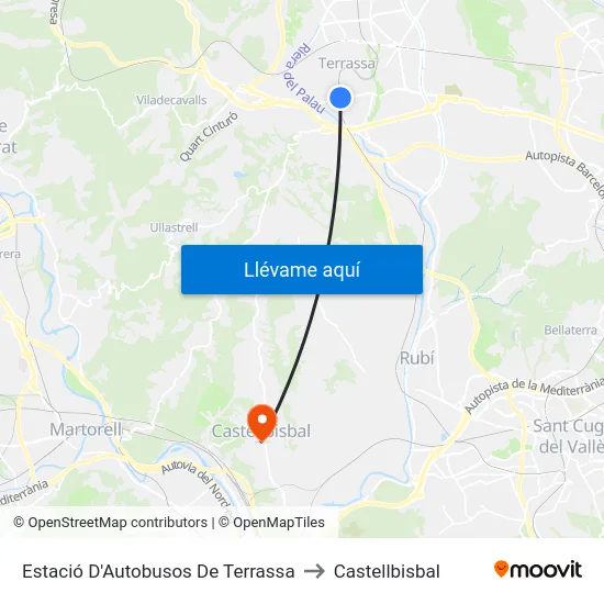 Estació D'Autobusos De Terrassa to Castellbisbal map
