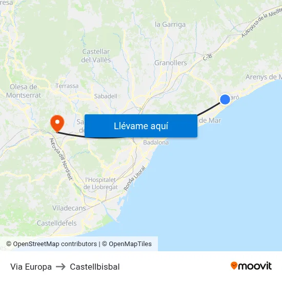 Via Europa to Castellbisbal map