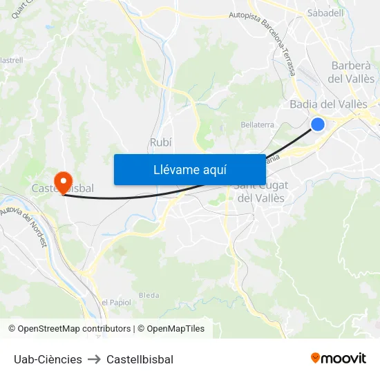 Ciències - Biociències to Castellbisbal map