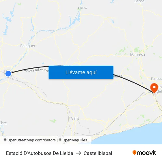 Estació D'Autobusos De Lleida to Castellbisbal map