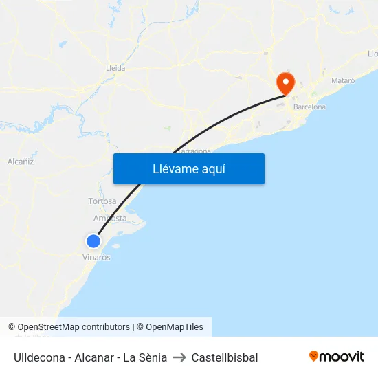 Ulldecona - Alcanar - La Sènia to Castellbisbal map