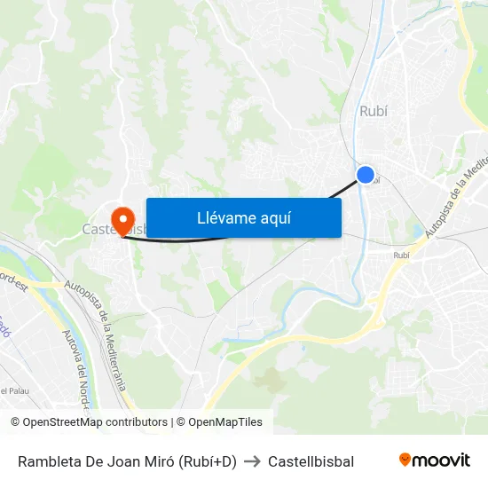 Rambleta De Joan Miró (Rubí+D) to Castellbisbal map