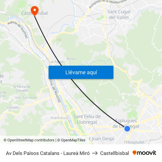Av Dels Països Catalans - Laureà Miró to Castellbisbal map