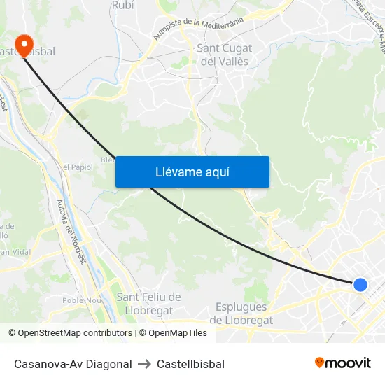 Casanova-Av Diagonal to Castellbisbal map