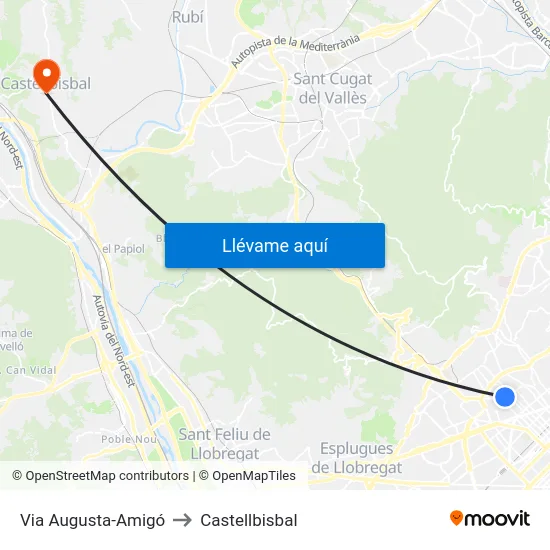 Via Augusta-Amigó to Castellbisbal map