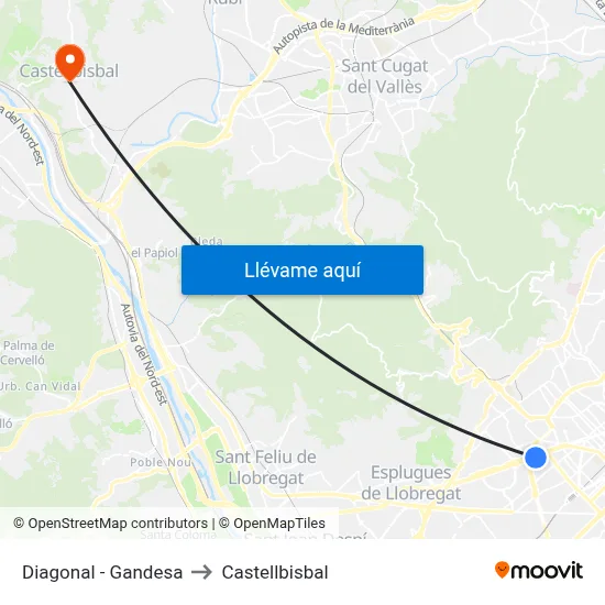 Diagonal - Gandesa to Castellbisbal map