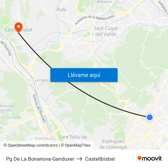 Pg De La Bonanova-Ganduxer to Castellbisbal map