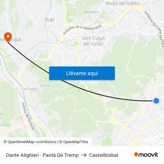 Dante Alighieri - Pantà De Tremp to Castellbisbal map