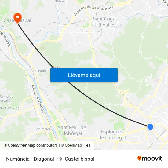 Numància - Diagonal to Castellbisbal map