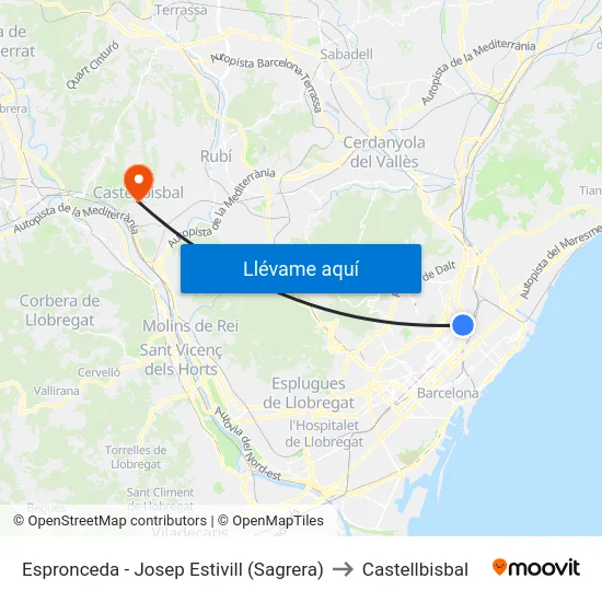 Espronceda - Josep Estivill (Sagrera) to Castellbisbal map