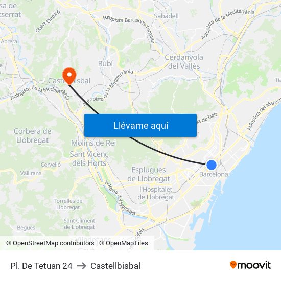 Pl. De Tetuan 24 to Castellbisbal map