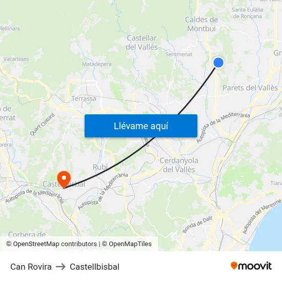 Can Rovira to Castellbisbal map