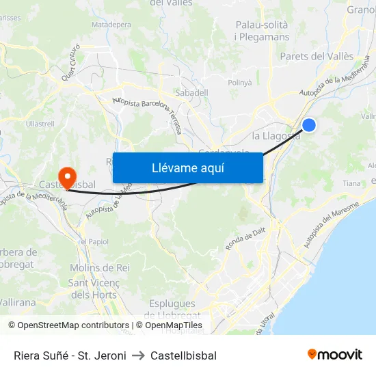 Riera Suñé - St. Jeroni to Castellbisbal map