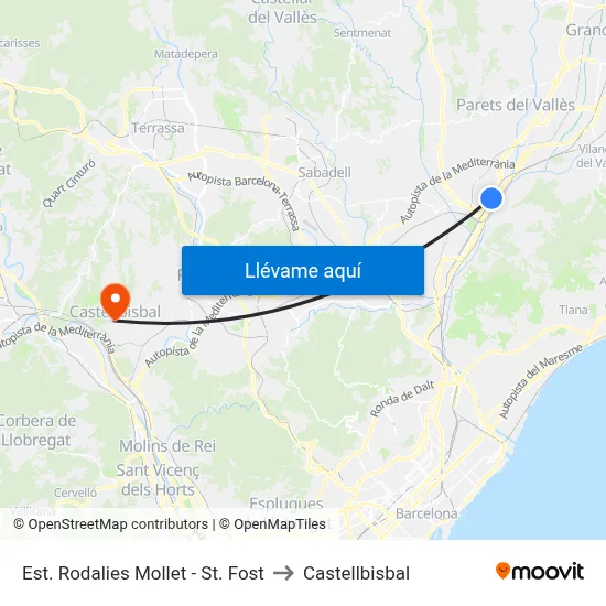 Est. Rodalies Mollet - St. Fost to Castellbisbal map