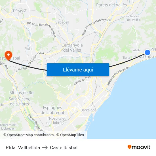 Rtda. Vallbellida to Castellbisbal map